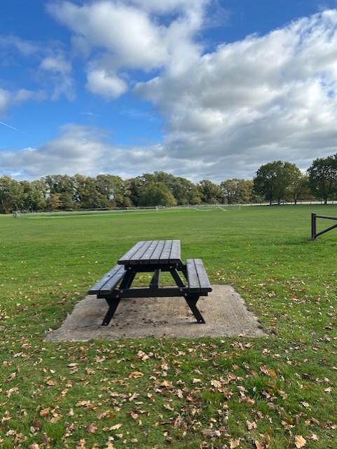 The new picnic bench at the Recreation Ground The new picnic bench at the Recreation Ground